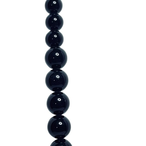 Vintage Napier Graduated Black Bead Necklace With Gold Tone Signed (5600) - Picture 2 of 7